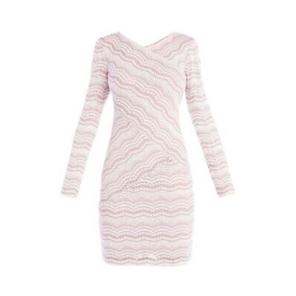 BCBG Long-Sleeve Scalloped Lace Dress